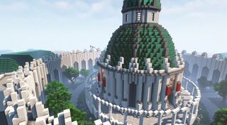 White-Gold Tower from The Elder Scrolls Oblivion recreated in Minecraft — central spire of the Imperial City rebuilt in Elder Scrolls Minecraft architecture.