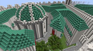 Imperial City Temple District from The Elder Scrolls Oblivion recreated in Minecraft — holy shrines and cathedral structures inspired by Elder Scrolls.