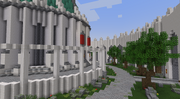 Green Emperor Way in the Imperial City recreated in Minecraft — path leading to the White-Gold Tower inspired by The Elder Scrolls Oblivion.
