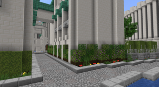 Talos Plaza District of the Imperial City rebuilt in Minecraft — Oblivion and Elder Scrolls inspired noble district with ornate houses and fountains.