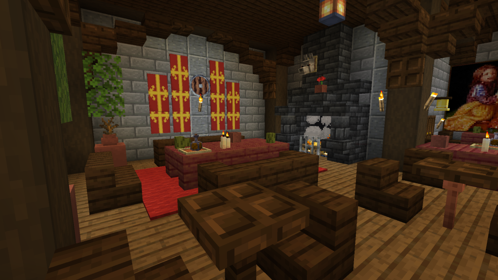 Skyrim Minecraft inn Silent Moons – elegant Elder Scrolls inn under the night sky.