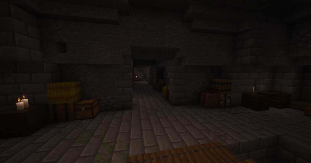 Elder Scrolls Skyrim Minecraft Ragged Flagon tavern rebuild inside Riften’s Ratway sewers.