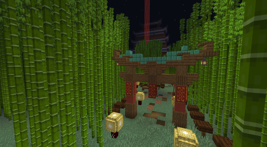 Akaviri style castle build in Minecraft inspired by Elder Scrolls architecture