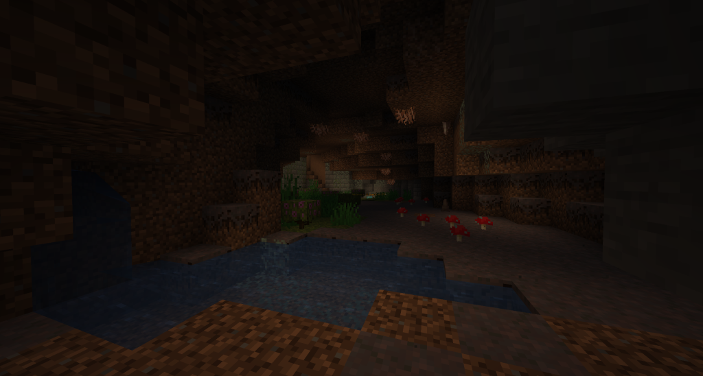 Dunmer outpost on remote mushroom islands with giant mushrooms and unique flora in the Enderscrolls Elder Scrolls Minecraft server.